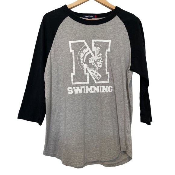 Sport-Tek Grey Black Ragland 3/4 Sleeve Crew Neck Indian‎ Graphic T-Shirt… - Picture 1 of 6